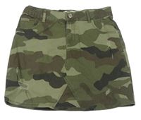 Khaki army plátenná sukňa s prošouáním Denim Co.