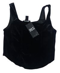 Čierny zamatový crop top New Look