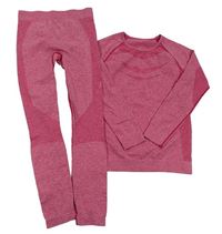 2 set - Růžové melírované spodní funkční kalhoty + funkční triko crivit