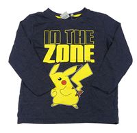 Tmavomodré melírované tričko s Pikachu