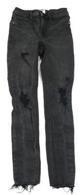 Tmavošedé skinny rifle s dírami New Look