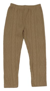 Hnedé úpletové vzorované legíny zn. shein