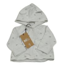 Nové - biely prepínaci sveter s sivymi bodky a kapucňou zn. M&Co.