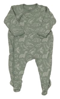 Khaki vzorovaný overal s dinosaurami C&A