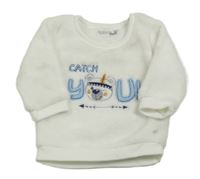 Biela plyšová mikina s obrázkom Ergee