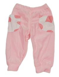 Svetloružové plyšové tepláky s vreckami