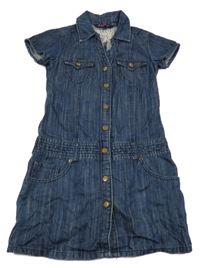 Tmavomodré prepínaci rifľové šaty s golierikom Denim Co.