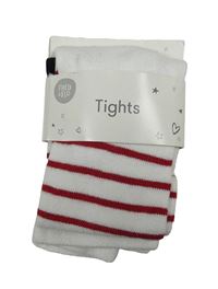 Nové - bílo-červené pruhované punčocháče F&F