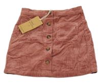 Nové - Starorůžová propínací manšestrová sukně s kapsami Next