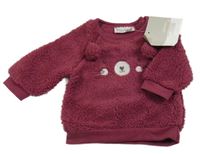 Nové - vínová huňatá mikina s čumákem Ergee