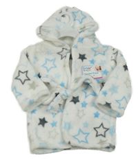 Nové - bílý plyšový župan s hvězdami a kapucí 