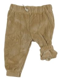 Béžové žebrované plyšové tepláky F&F