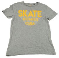 Šedé melírované tričko s nápisem Tom Tailor