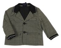 Šedo-černé kostkované podšité sako 