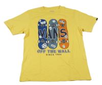 Žlté tričko so skaty vans