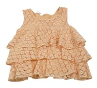 Meruňkový krajkový vrstvený top 