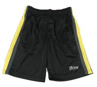Čierne športové kraťasy so žltým pruhom