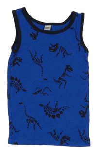 Modro-tmavomodrý nátělník s dinosaury 