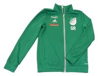 Zelená sportovní funkční propínací mikina s nápisem a logem Adidas