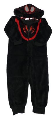 Černá plyšová kombinéza se Spidermanem a kapucí Primark