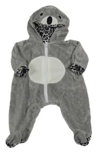 Šedá plyšová kombinéza na panenku - koala
