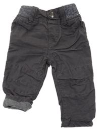 Sivé plátenné podšité nohavice s sivým úpletovým pasom Denim Co.