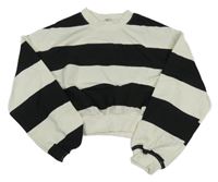Bielo-čierna pruhovaná crop ľahká mikina H&M