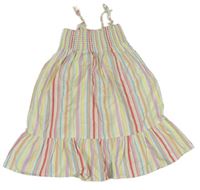 Smetanovo-farebné pruhované plátenné šaty zn. H&M