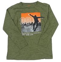 Khaki melírované tričko so skateboardistou Yigga