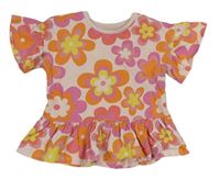 Světerůžové kvetované peplum tričko Matalan