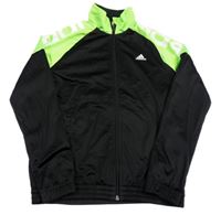 Černo-neonově zelená sportovní propínací mikina s logem Adidas