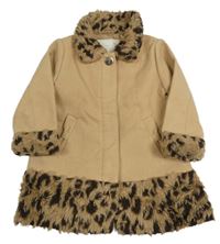 Béžovo-černý flaušový kabátek s leopardím vzorom Matalan