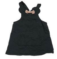 Čierne na traké rifľové šaty s uškami a mašlou zn. H&M