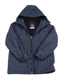 Tmavomodrá melírovaná šušťáková zimná bunda s kapucňou zn. Next