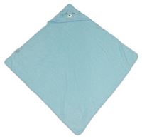 Svetlomodrá plyšová zavinovací deka s kapucí - králik