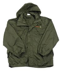 Khaki šušťáková jarná bunda s kapucňou Alive