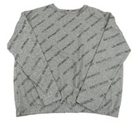 Sivý melírovaný ľahký sveter s nápismi Y.F.K.