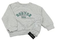 Nové - Sivá melírovaná mikina s nápismi Dunnes Stores