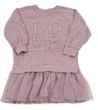 Fialové teplákové šaty s nápisem a tylovou sukní Dunnes