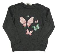 Tmavosivý sveter s motýlikmi H&M