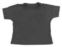 Antracitové crop tričko se srdíčkem George