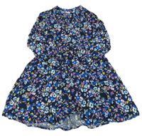 Tmavomodro-barevné květované šaty Alive