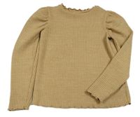 Béžový rebrovaný sveter Tu