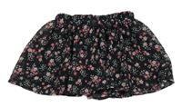 Čierno-ružová kvetovaná sukňa Dopodopo