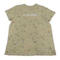 Béžovo-sivé tričko s fleky a nápisom Primark