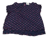 Tmavomodro-růžová vzorovaná lehká halenka Yigga