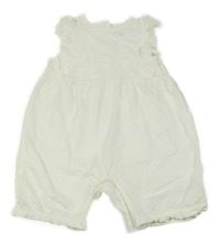 Smotanový kraťasový bodkovaná ý overal s volániky s madeirou F&F