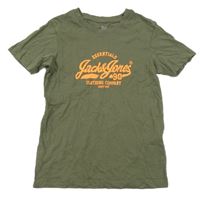 Khaki tričko s nápisom Jack & Jones