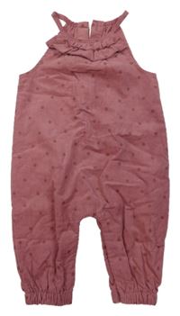 Růžový puntíkatý manšestrový podšitý kalhotový overal Mothercare