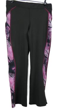 Dámské černo-růžové vzorované sportovní tepláky 